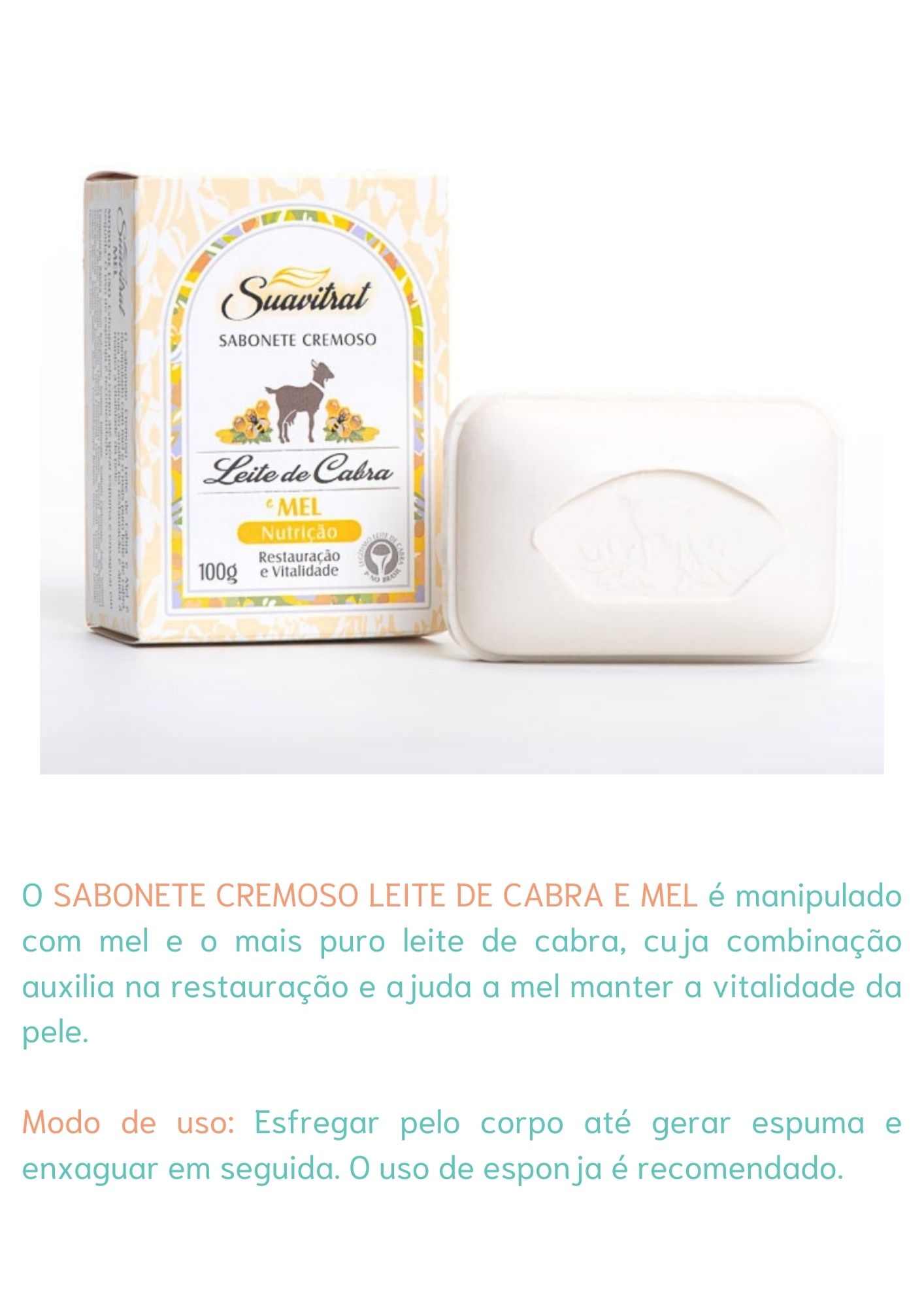 Sabonete Cremoso Leite de Cabra e Mel 100g