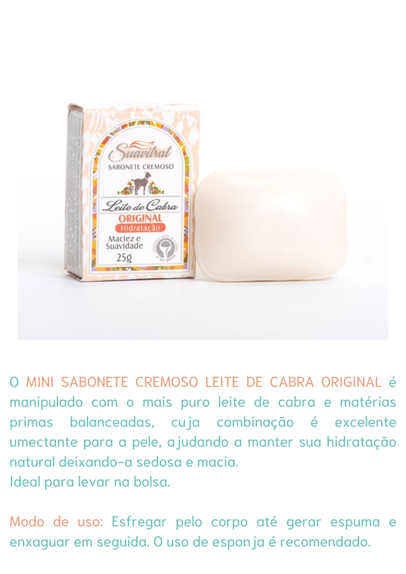 Mini Sabonete Cremoso Leite de Cabra Original 25g