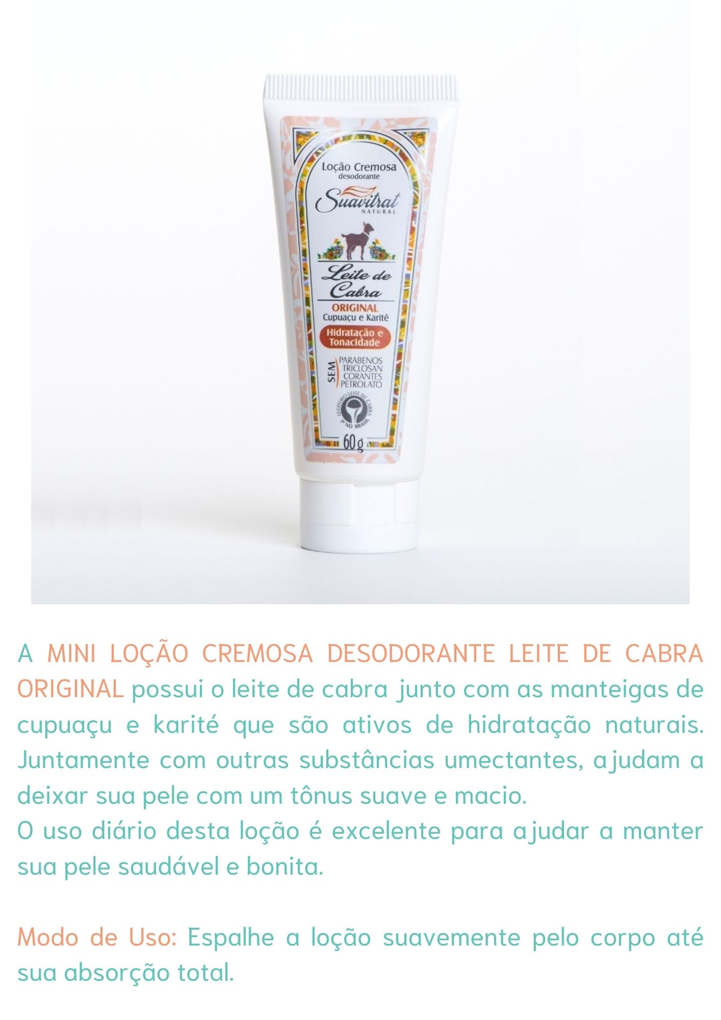 Mini Loção Cremosa desodorante Leite de Cabra Original 170g