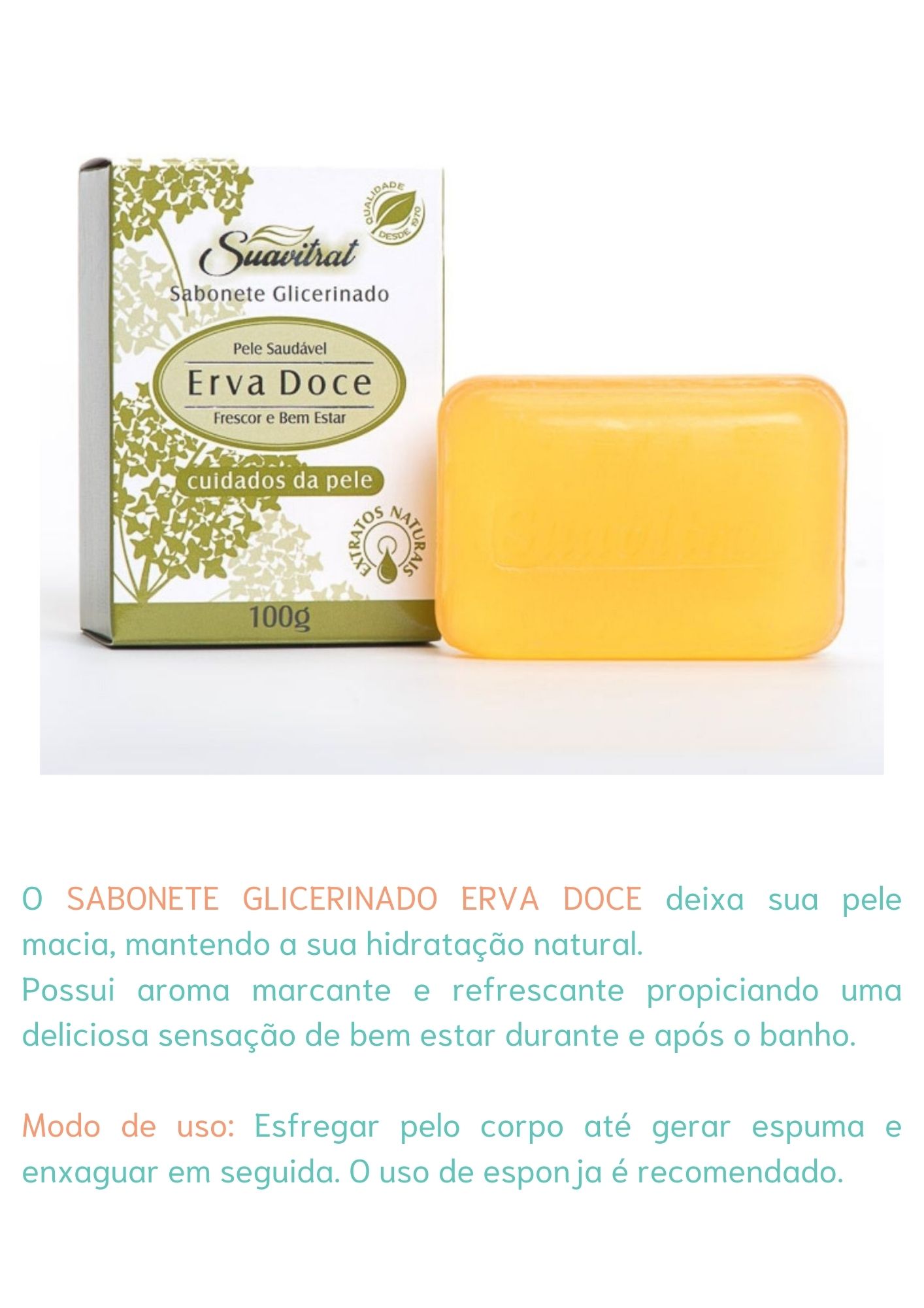 Sabonete Glicerinado Erva Doce 100g